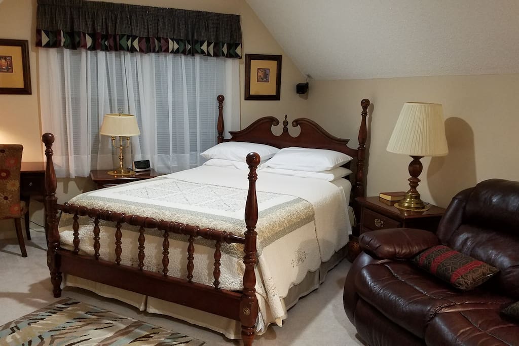 Queen-sized bed.
