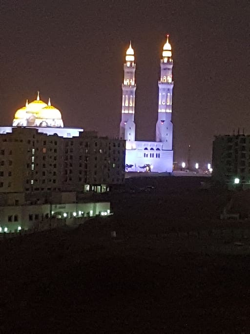 Mohammed Al Ameen Mosque at night from the balcony