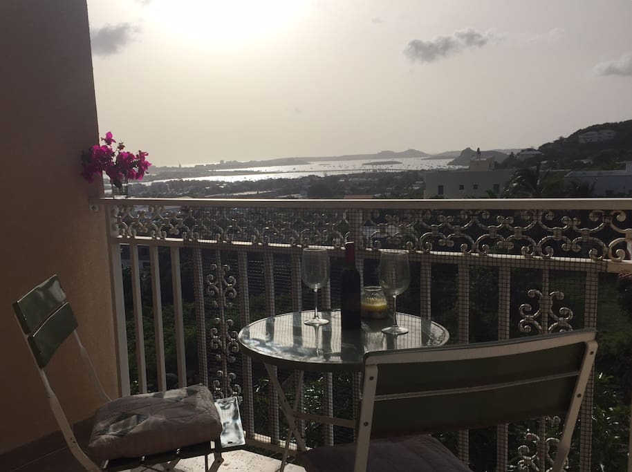 balcony overlooking the lagoon and Simpson Bay