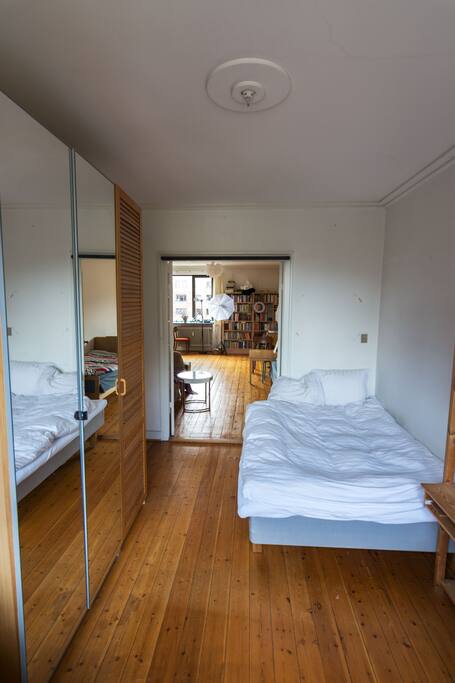 the guest room opened up to the living room