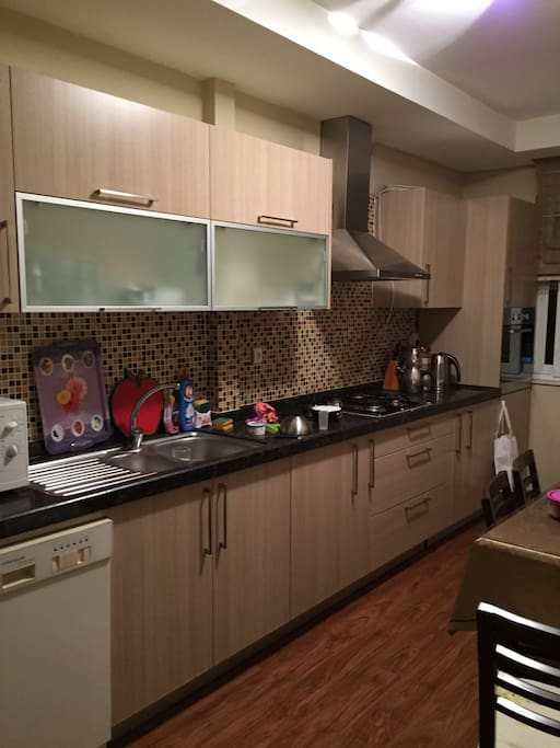 Kitchen is the best Place, you can coook anything you want... You will have everything... Microwawe, oven, big fride, Big space, all of stuff for your cooking....