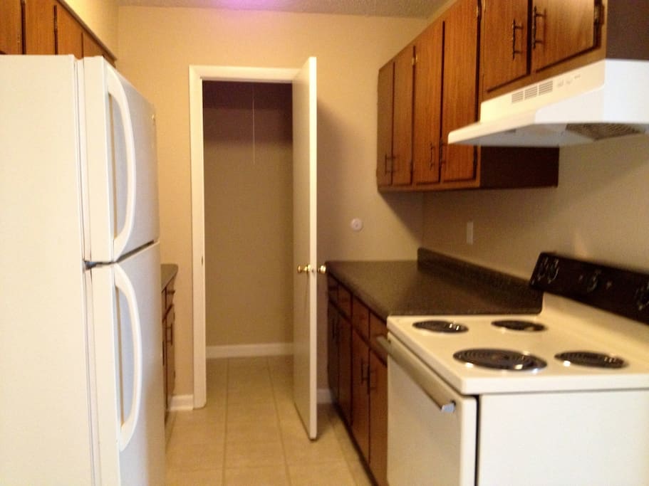 Kitchen area with pantry
