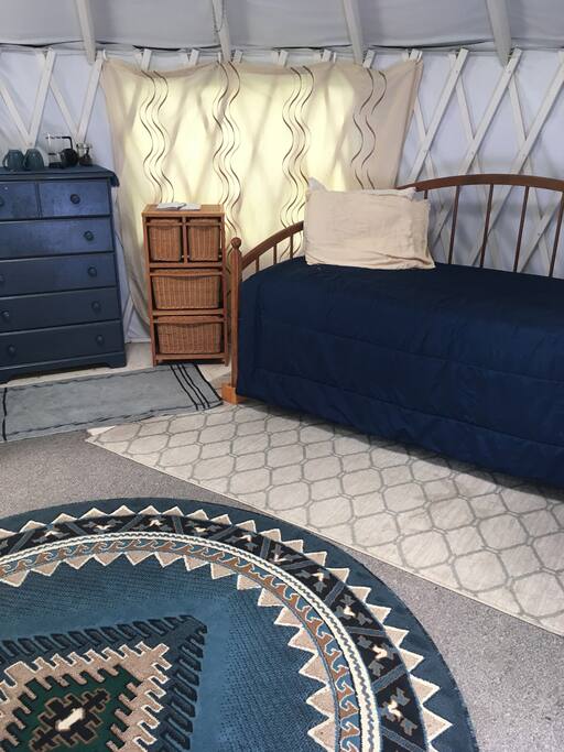 The trundle bed has two comfy twin mattresses that can be used separately or pushed together to make one big bed.