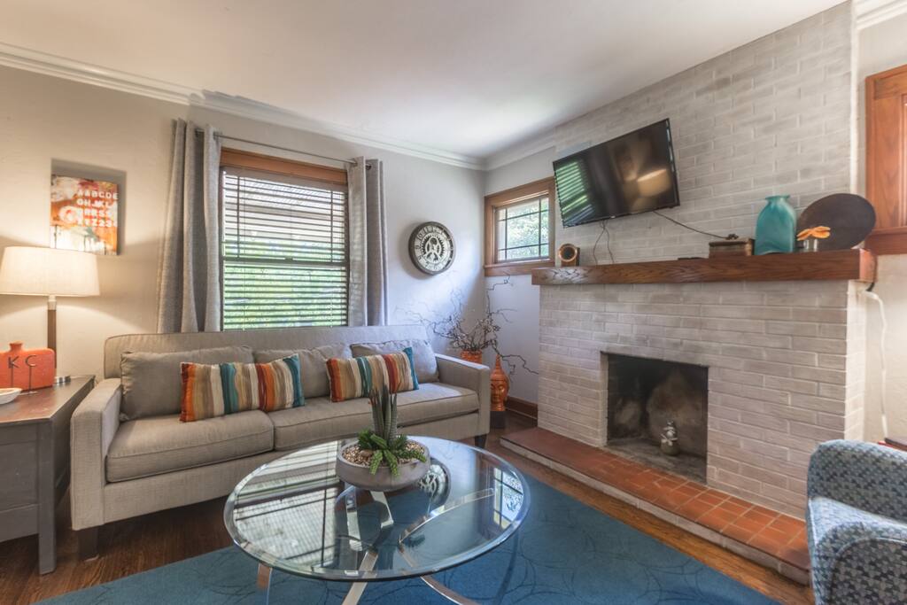 Cozy furniture and lots of natural light