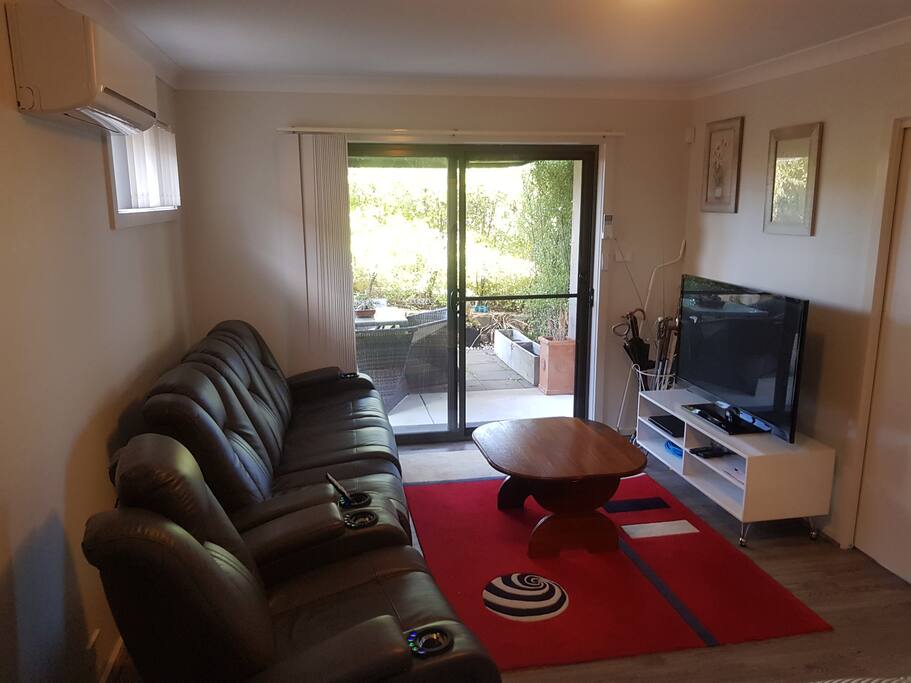 Reclining lounges and large TV