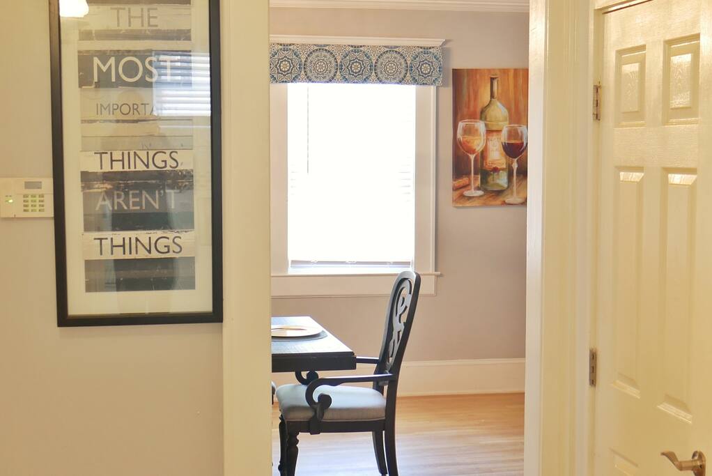 Upstairs hall looking into the dining room area