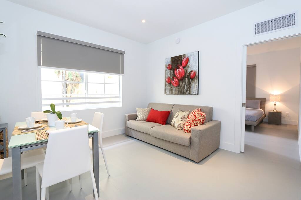 dining, living, bedroom