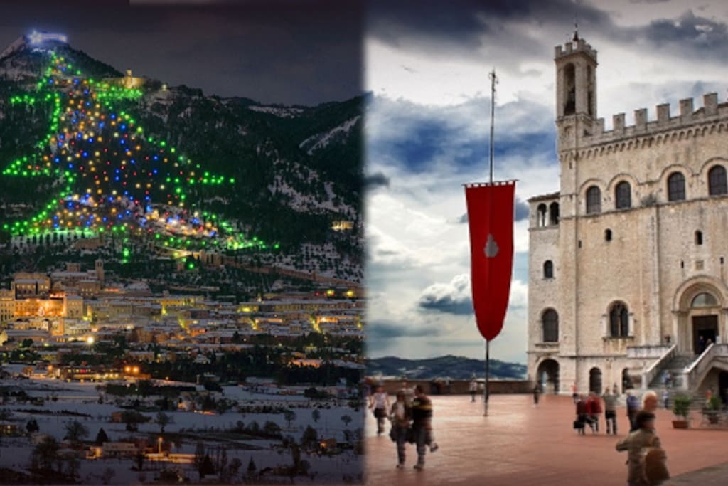 Gubbio, biggest Christmas tree, Consoli's Palace