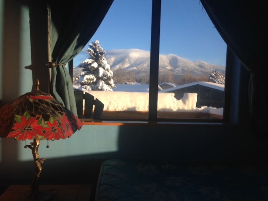 View out the bedroom window to the San Fran peaks.
