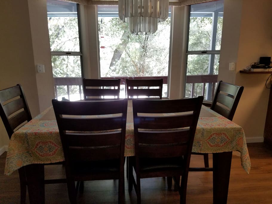 Dinning area and trees in the window