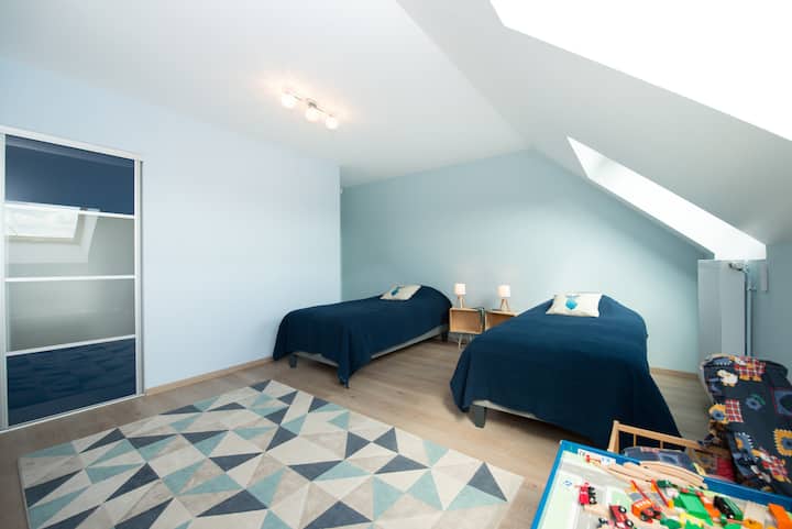 Chambre bleu 2 lits 90x200