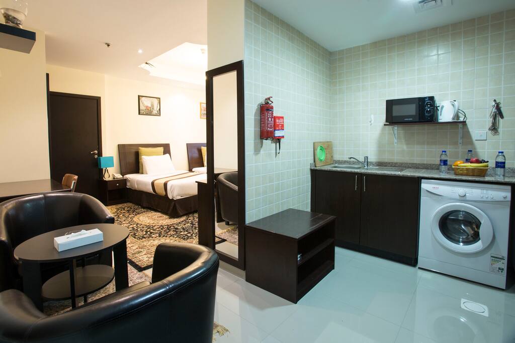 Kitchen and sitting area