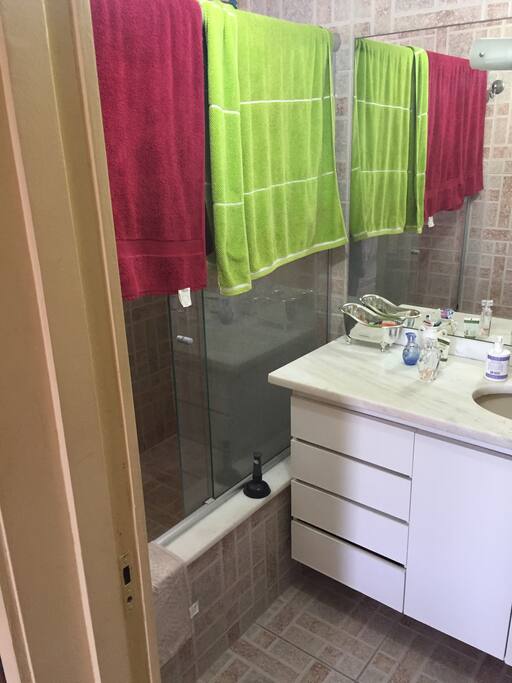 In suite bathroom with huge mirror