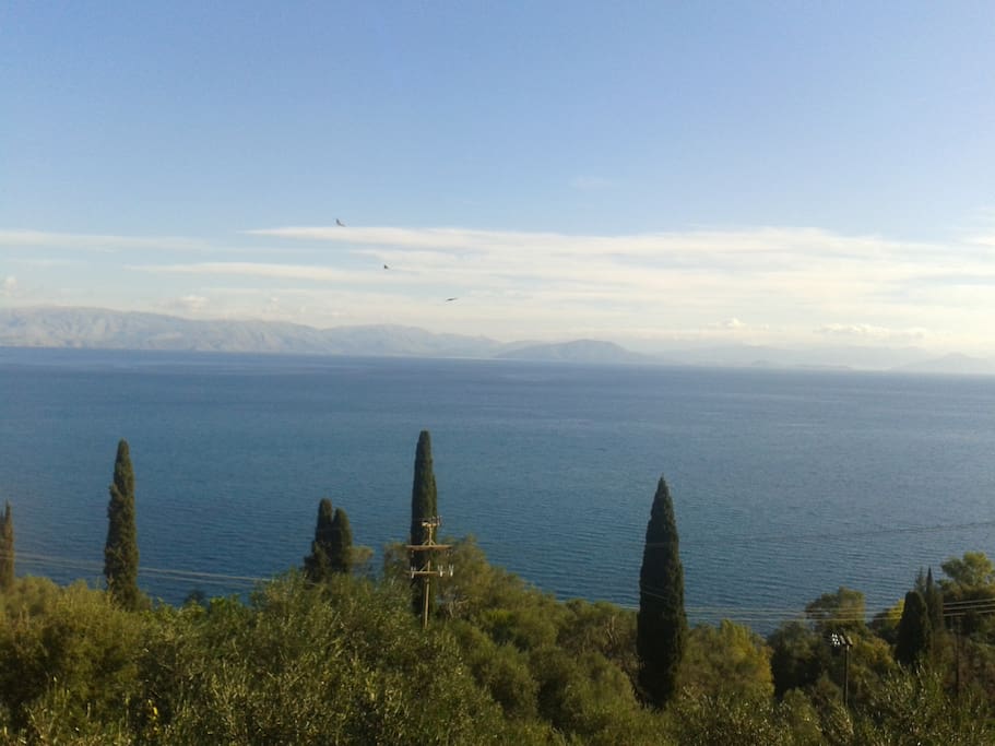 The view to the sea. It's 180 m away in straight line, around 800 m. by road.
