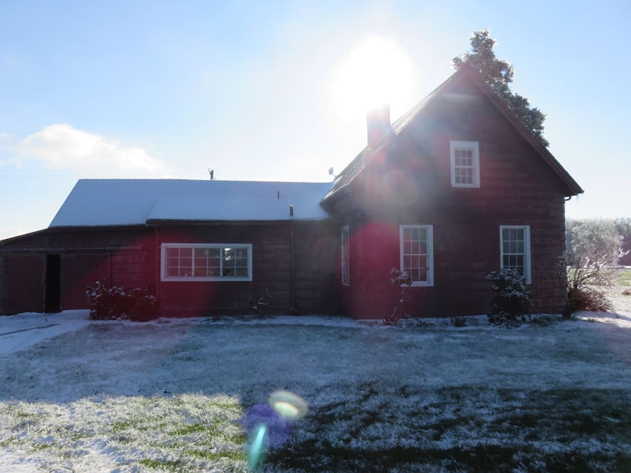 Our 1920's farm house with a fresh coat of snow.