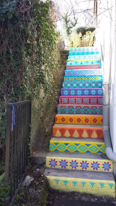 escalier menant à la maison