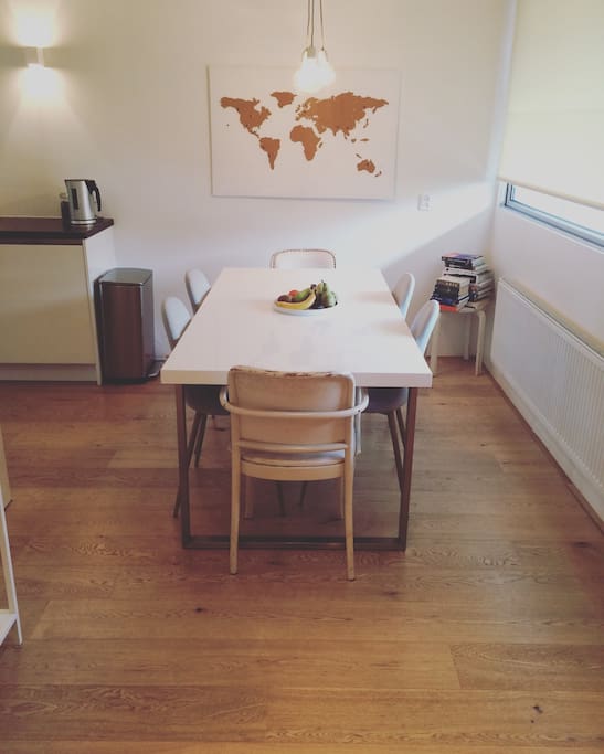 Dining table on the front side.