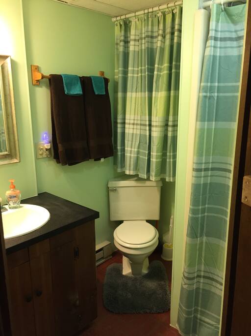 Freshly painted bathroom.