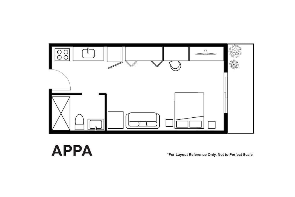 Floor plan. Not to scale.