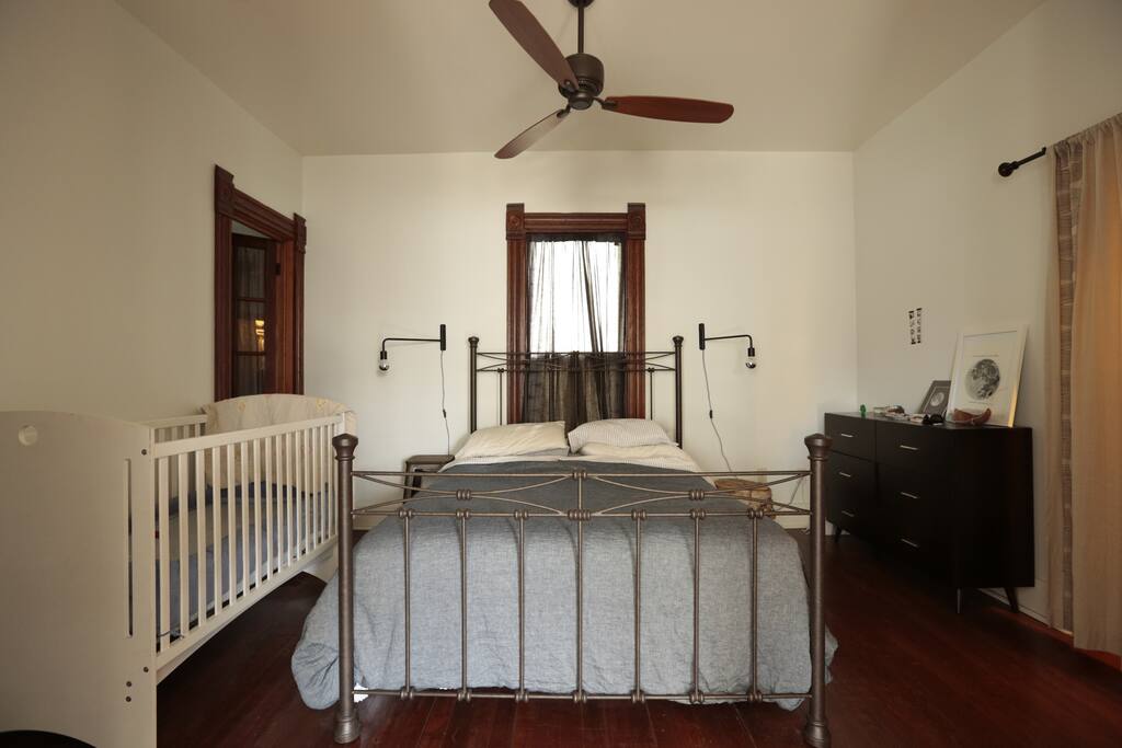 First floor master bedroom with attached full bathroom.