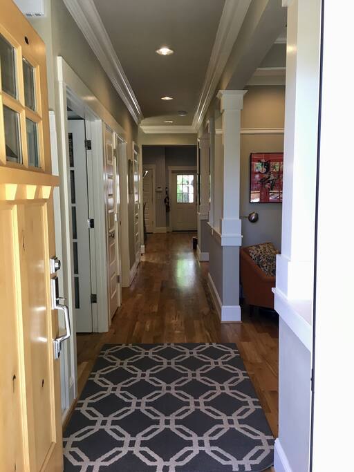 Through the front door.