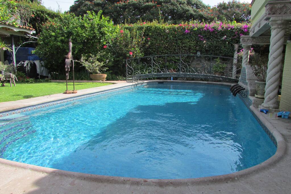 Salt water, heated pool.