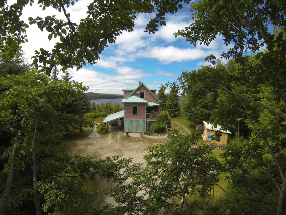Our House and the view looking west over Masset Inlet