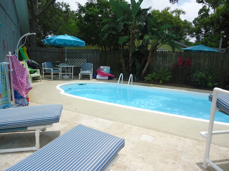 Pool in backyard