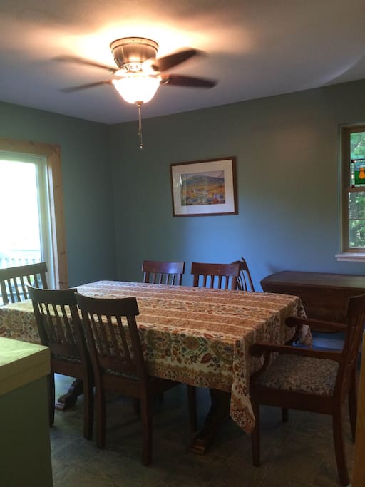 The dining room is comfortable and spacious.
