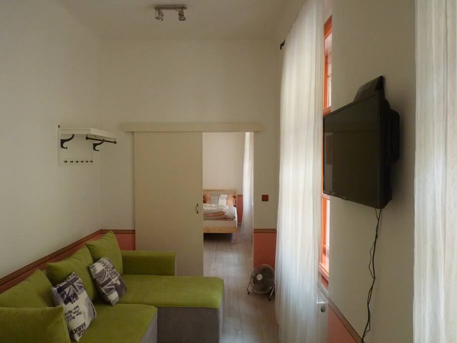 Relax zone with sofa and TV