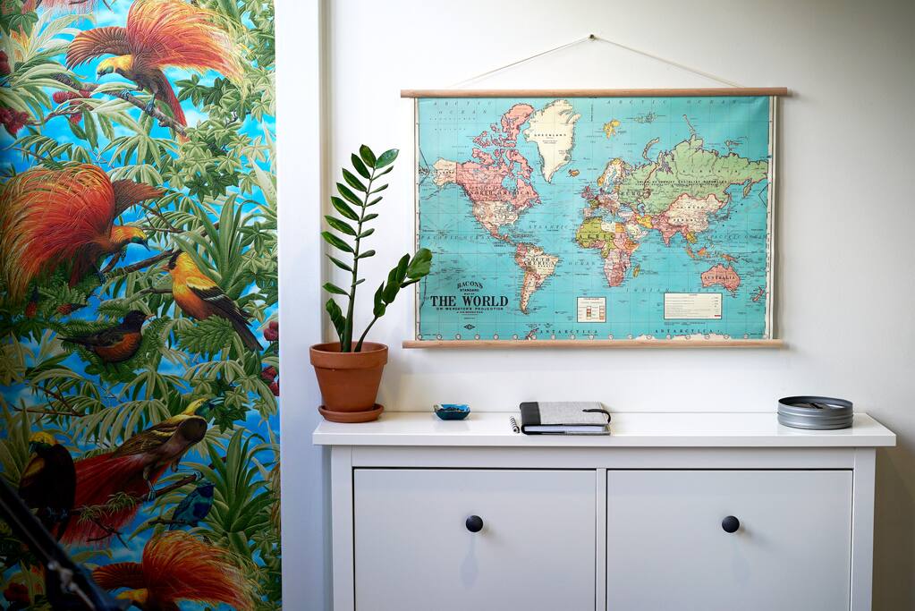 Guest book and map.