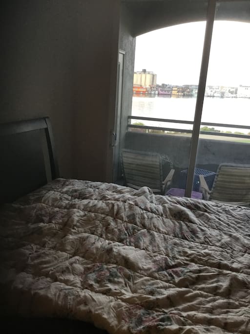 Bedroom access to patio and water view