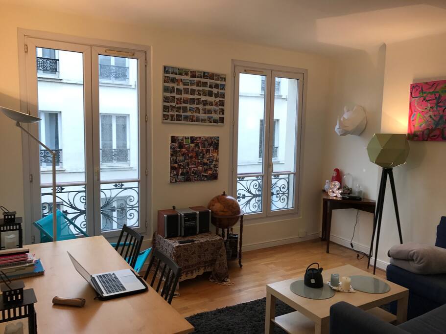 Living room with 2 windows