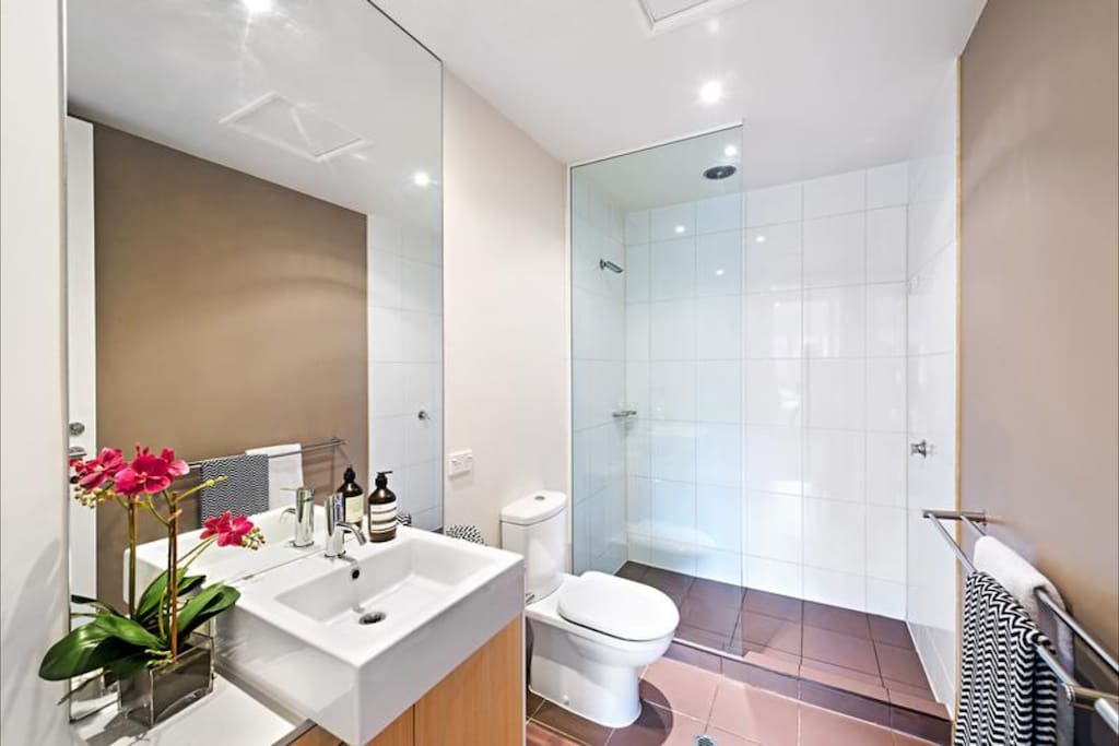 Bathroom with large shower