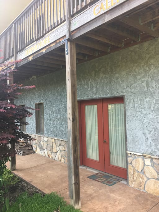 Private entrance facing my beautiful flower garden