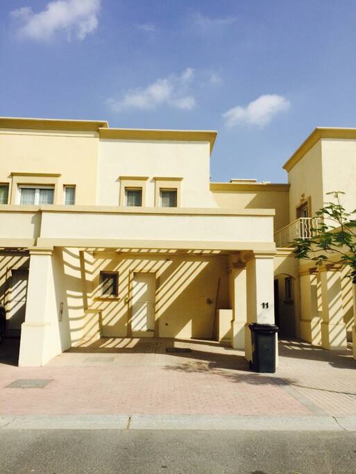 Front view of the Townhouse, with two private parking and many more on the opposite side.