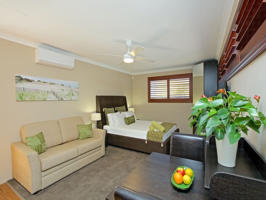 Sofa bed and small dining table