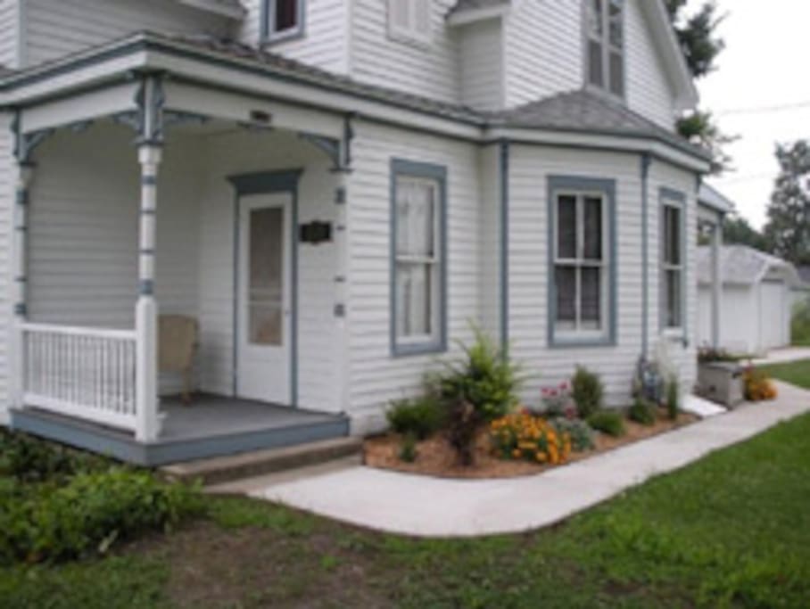 Although this is the front door, guests usually enter at the back door, where the keypad entry is located.