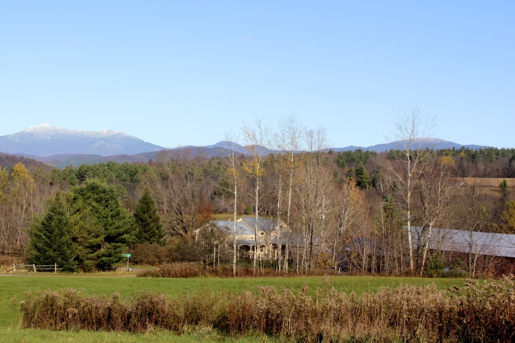 This is our farm in the spring with a view of Mt.Mansfield in the background. There are many skiing and winter sports activities to enjoy on our land, in Richmond, and close by.