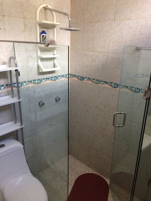 regadera moderna con calentador de paso (agua caliente las 24 hrs)