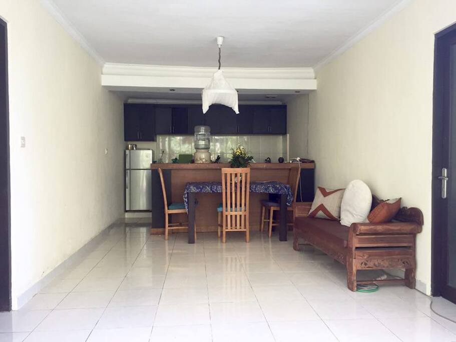 kitchen and living area