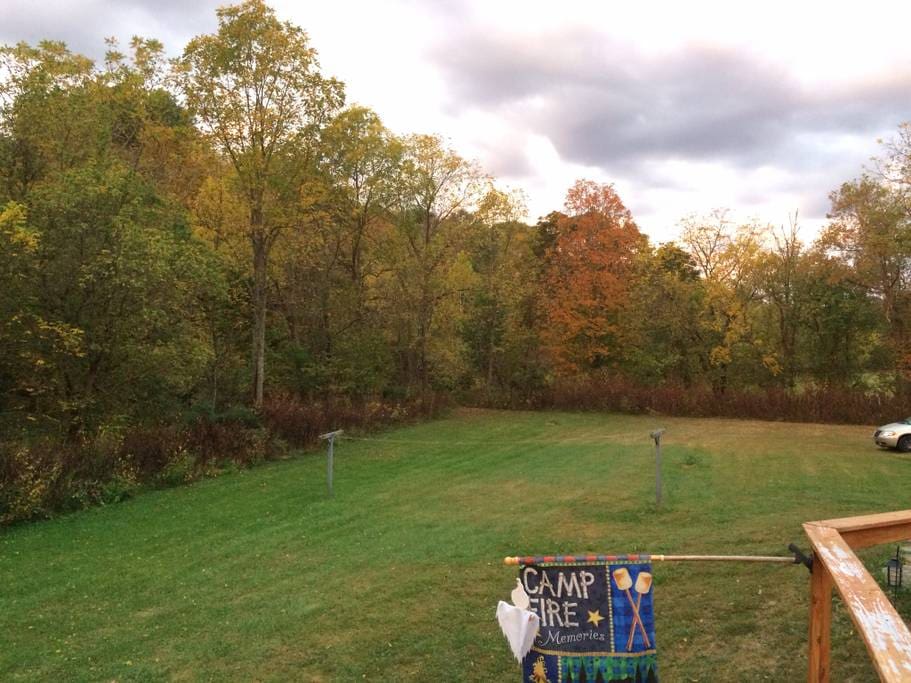 overlooking yard in the fall