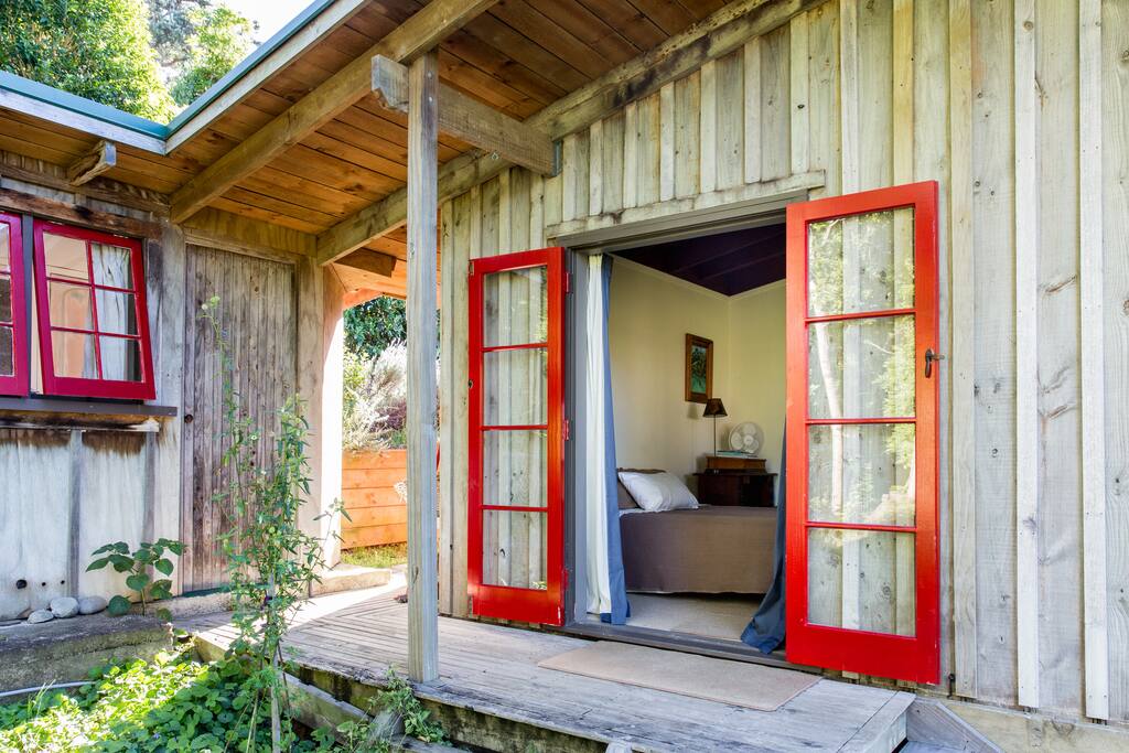 Looking into the airbnb room from the top deck.