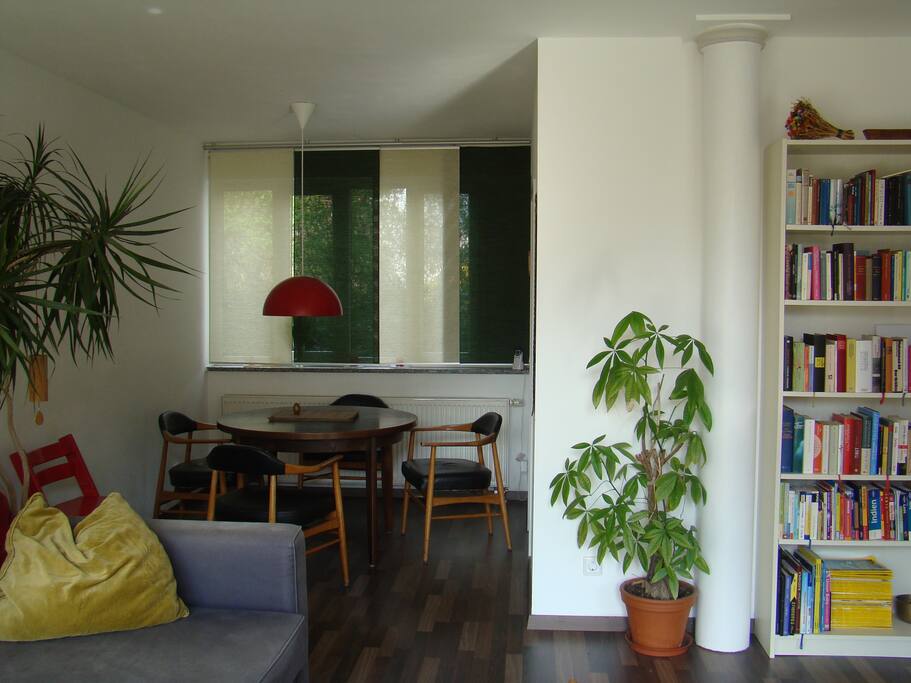 living room with dining table