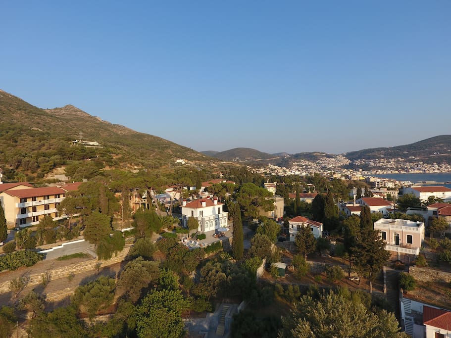 Samos town in the background