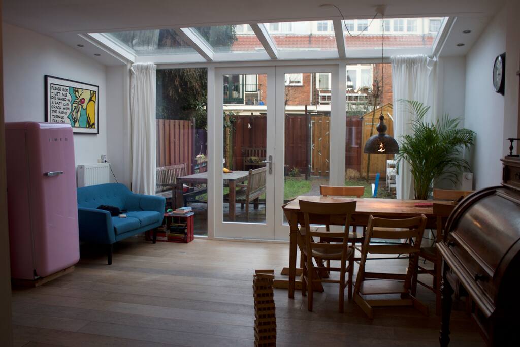 Dining-room, kitchen and sun room in once.