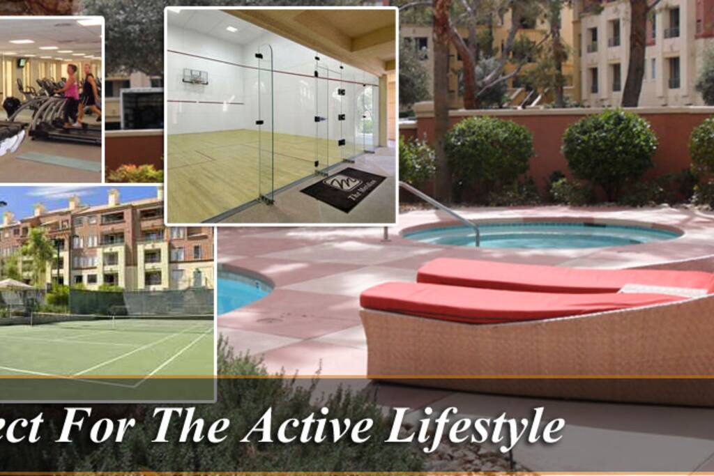 24/7 Access to gym, sauna, pool, hot tub, outdoor grills, basketball court & tennis courts!