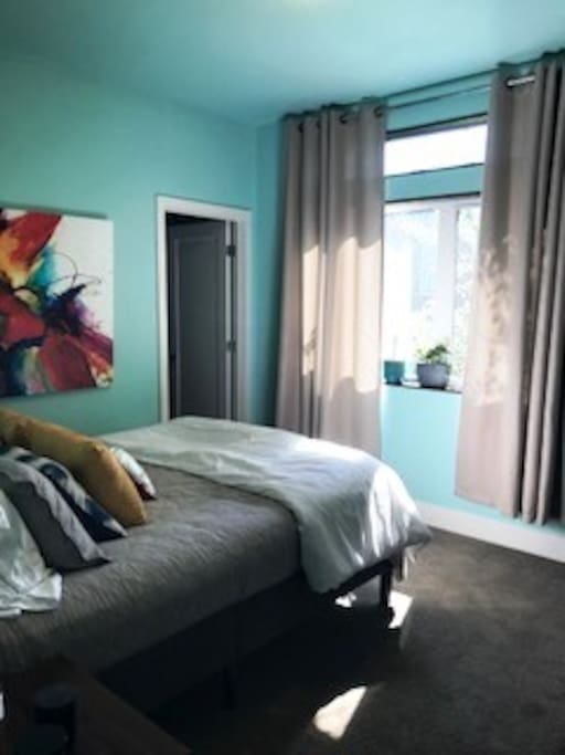 Sunny Bedroom with queen size sleep number bed