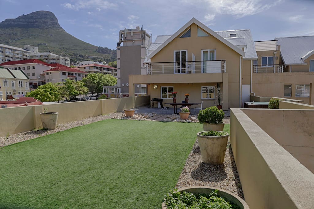 The 120 Square metre balcony looking toward Lions head