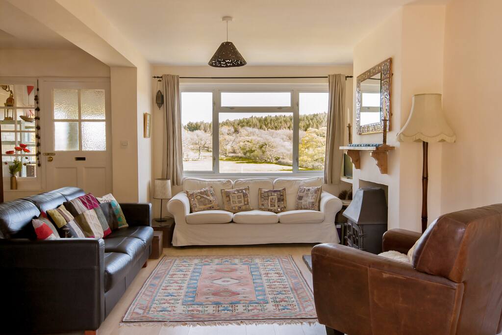 rural picture front view from the main lounge of The Pink House Lulworth Dorset